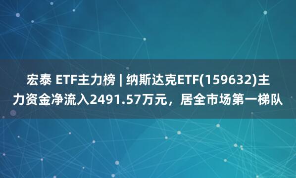 宏泰 ETF主力榜 | 纳斯达克ETF(159632)主力资金净流入2491.57万元，居全市场第一梯队
