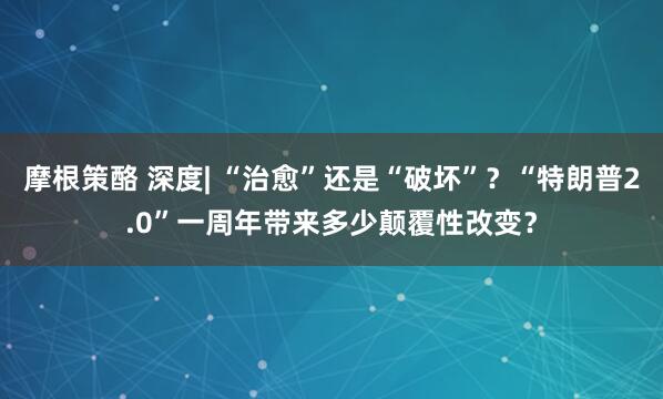 摩根策酪 深度| “治愈”还是“破坏”？“特朗普2.0”一周年带来多少颠覆性改变？